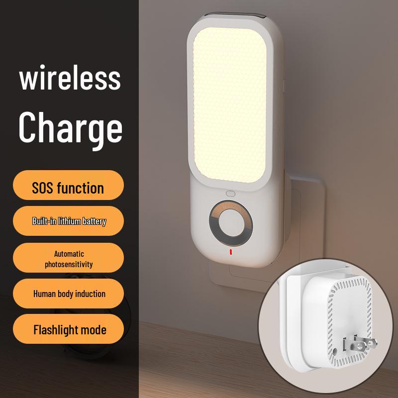 Rechargeable Human Body Sensing Night Light: Plug-in Hallway, Corridor, and Bedroom Nightlight with Flashlight