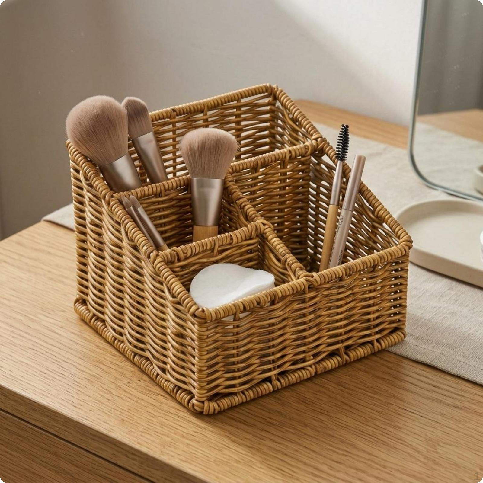 Rectangular Organizer Basket Desktop Compartment Compartmented