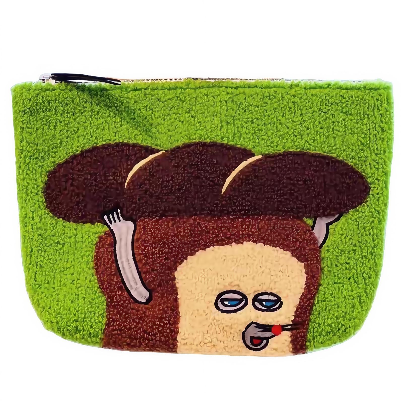 

Bread Thief Cosmetic Pouch Bread Thief Bag Small Item Case Fluffy Embroidered Lightweight Portable Women Men Commuting School Travel Cute (Green)