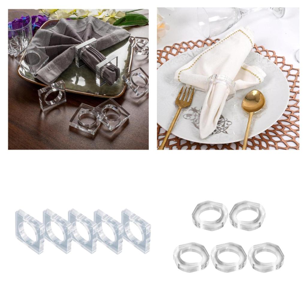 5x Napkin Holder Rings Exquisite Acrylic Table Settings Napkin Buckles for