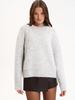 American Lazy Short Gray Pullover Sweater Women's Autumn and Winter Loose Long-haired Alpaca Hair Crew-neck Knitted Sweater