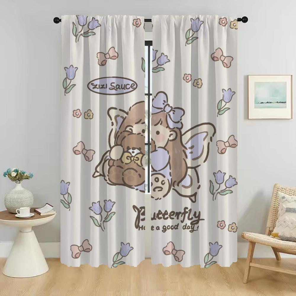 Süße Mädchen Vorhänge Kinderzimmer Halloween Dekoration Jalousien Kamera Fenster Vorhang Tüll Schlafzimmer Mückenschutz Polyester Ideal Für Schlafbereich