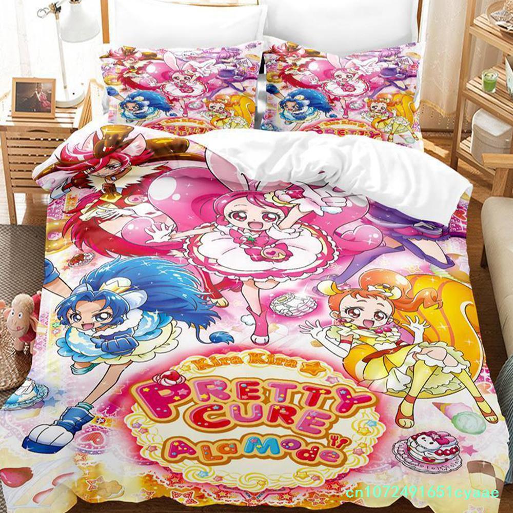 Smile PreCure! Bedding Set Single Twin Full Queen King Size Bed Set Adult Kid Bedroom Duvet Cover Sets 3D Print Kawaii Anime Bed