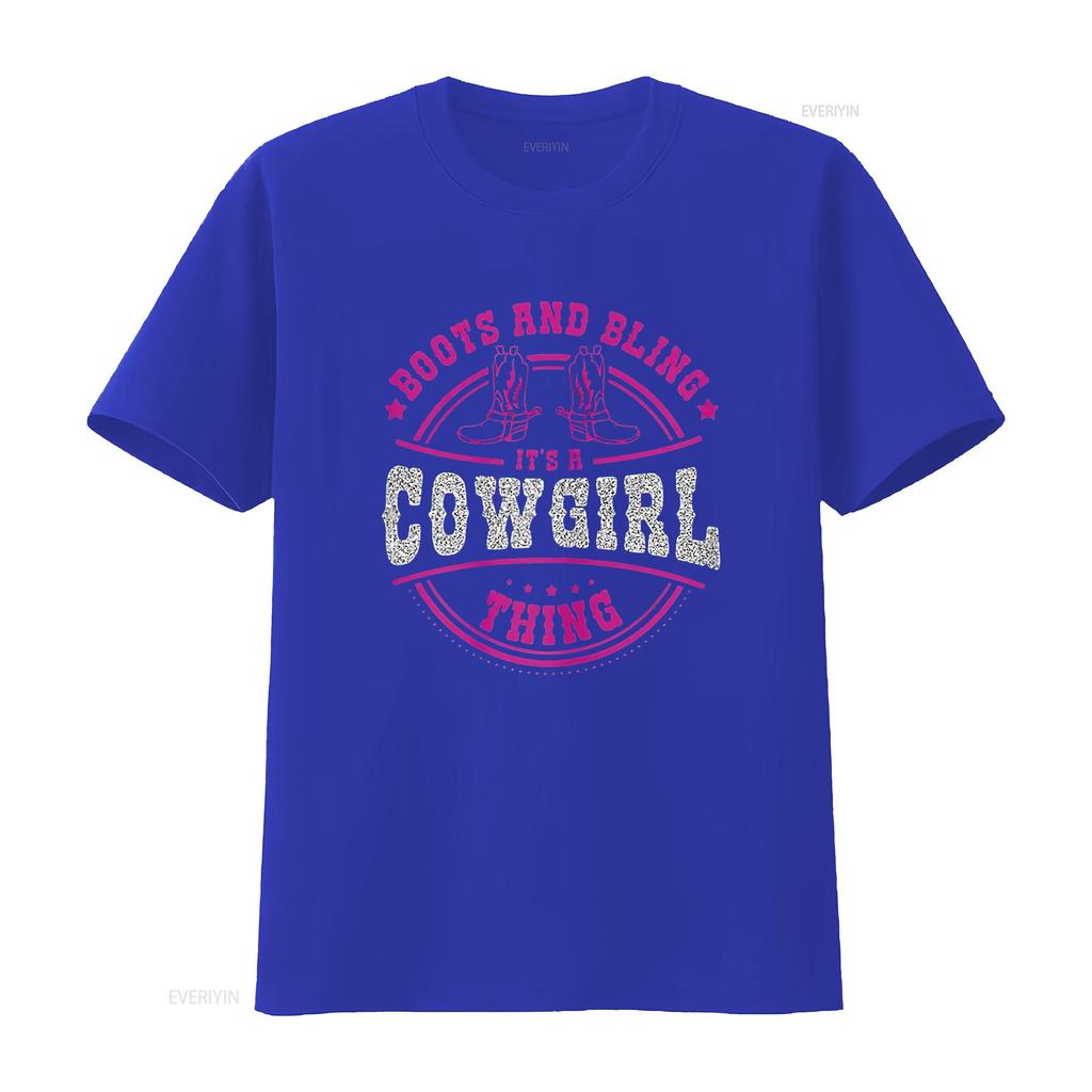 Womens boots bling it s a cowgirl thing Western Unique T Shirt for Women Soft and Breathable Casual vintage Washed streetwear