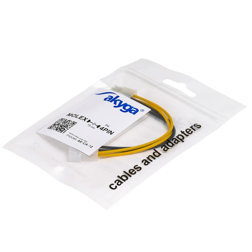 Kabel Molex - P4 4 pin Akyga AK-CA-12 zasilający procesor męsko - żeński 15cm