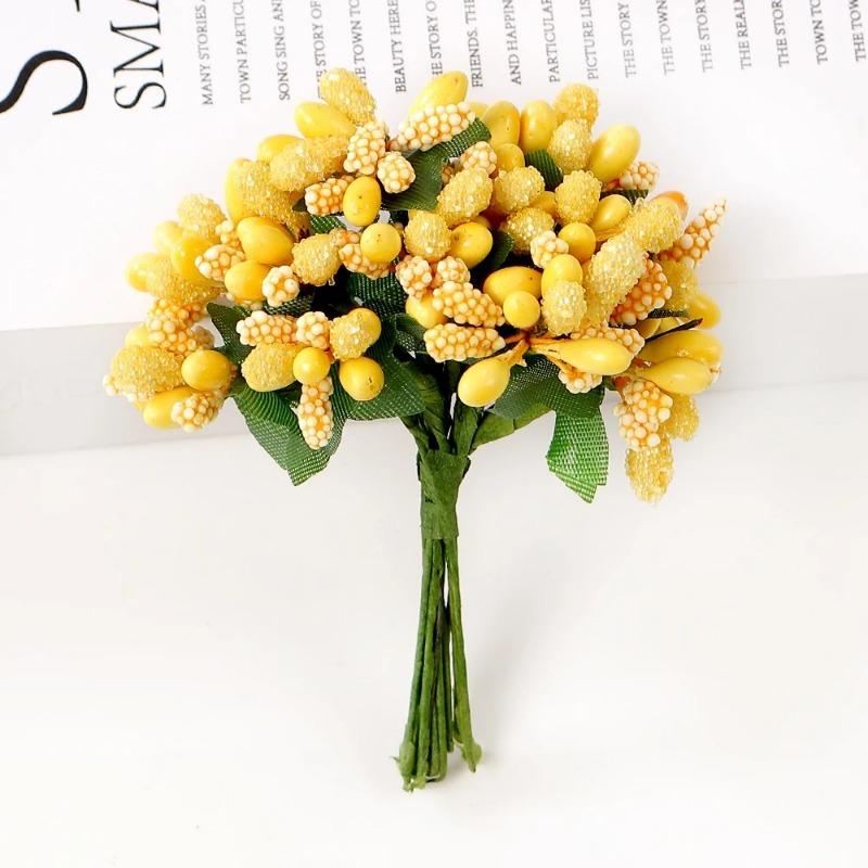 72Pcs Cherry Artificial Flower Heads Home Room Decoration Christmas Bouquet New Year 2025 Party Craft Flower Wreath Gift Accesso