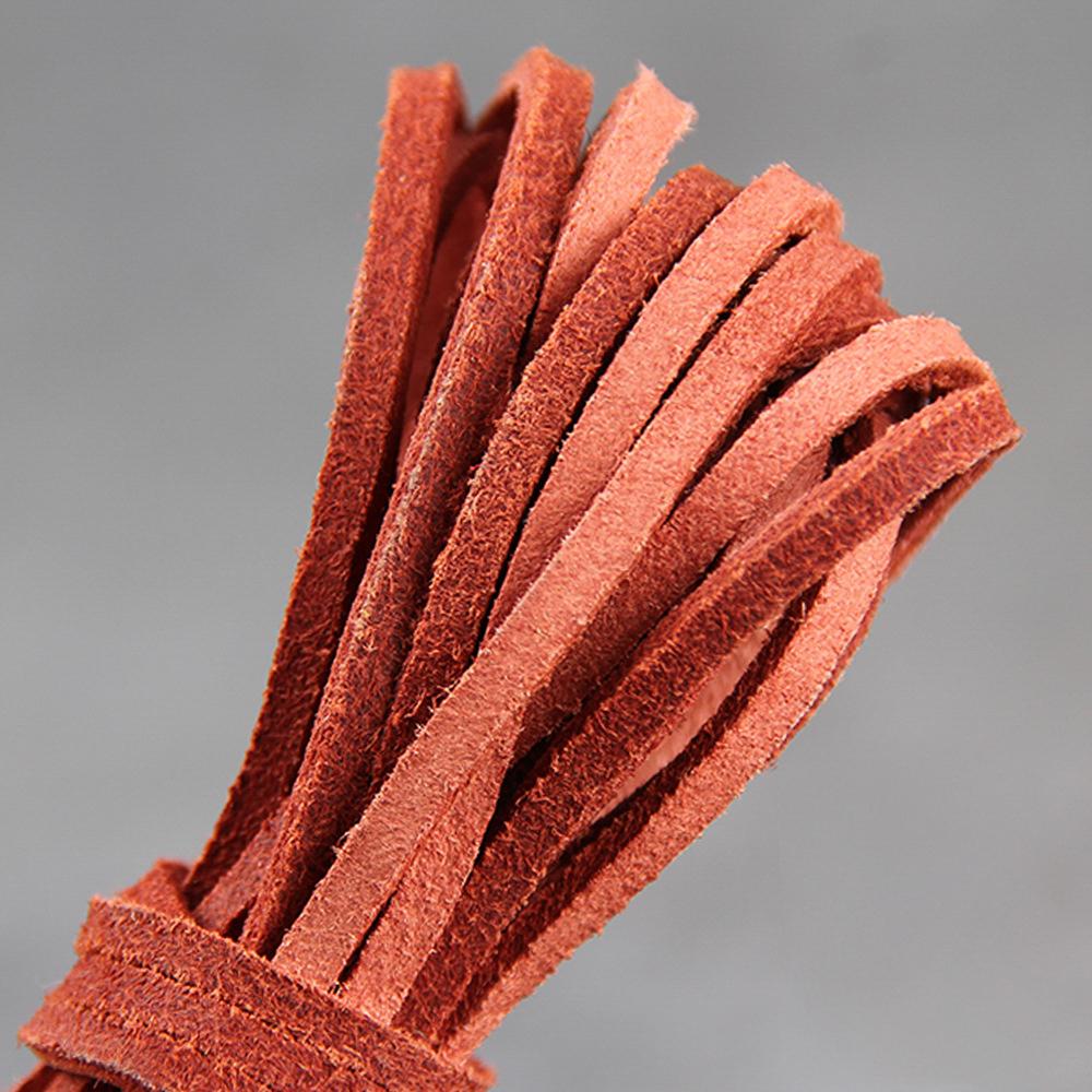 Corda Sottile Piatta in Vera Pelle di Mucca Scamosciata, 5 Metri, 3x2mm, Filo per Braccialetti Fai-da-te, Collane, Corda per Appendere, Cordino Decorativo, Accessori