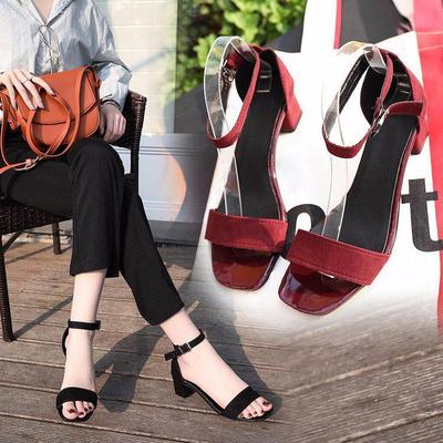 Sandales d'été coréennes à talon épais à une bride à talons hauts pour femmes, 5 cm-7 cm