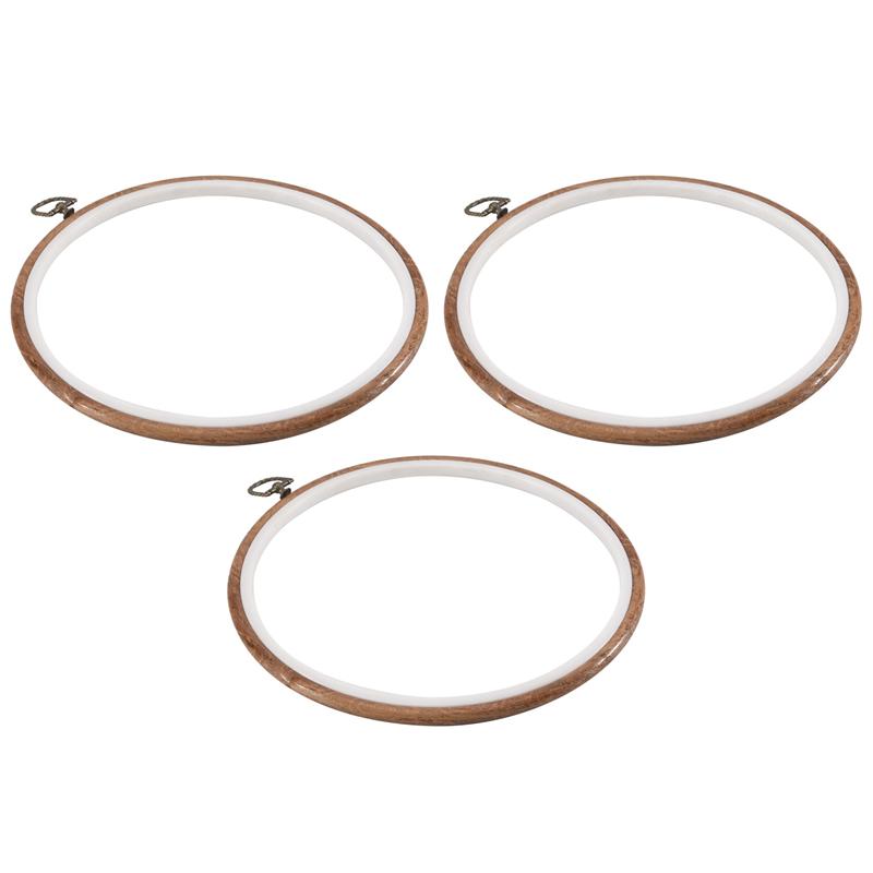 6 Pieces 10 Inch 26Cm Embroidery Ring Cross Stitch No Slip Hoops Set Imitated Wood Display Frame Circle Embroidery Kits-B61B