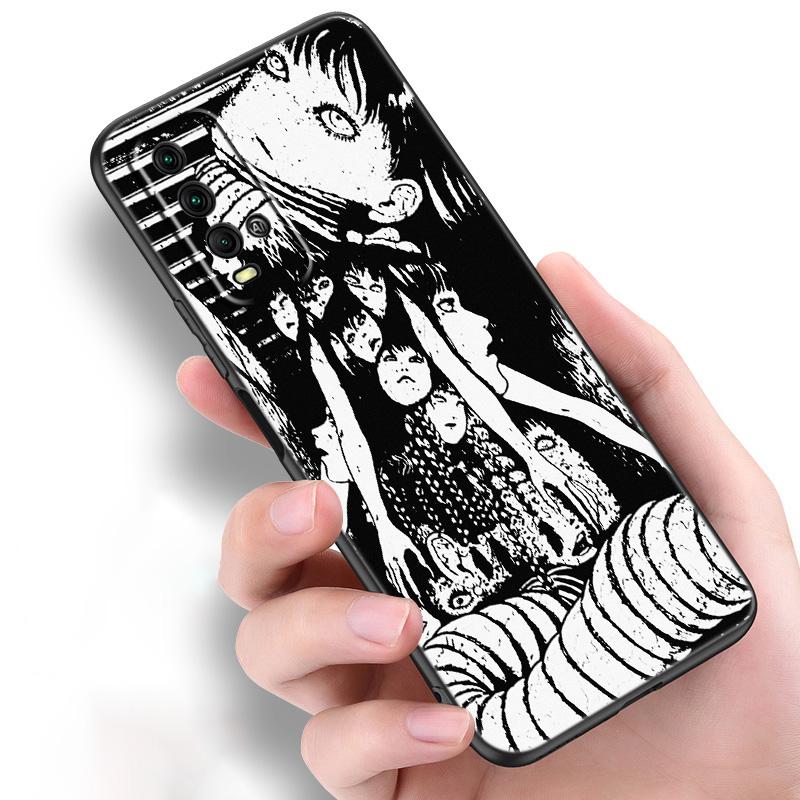 Anime Junji Ito Tees Horror Silicone Phone Case For Xiaomi Redmi Note 11 10 9 8 Pro 11T 10T 10S 9S 8T 9 9A 9C 9T Black Cover
