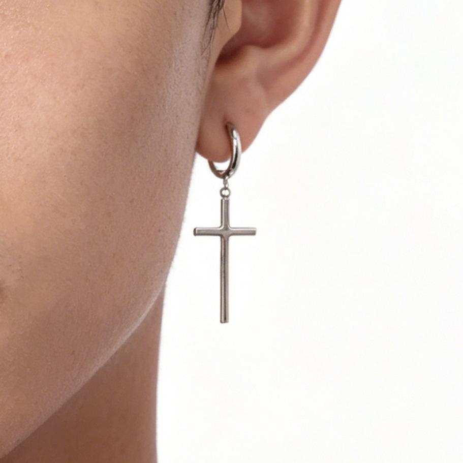S925 Sterling Silver Light Gold Cross Earrings for Men & Women - Trendy, Cool, and Stylish Daily Wear