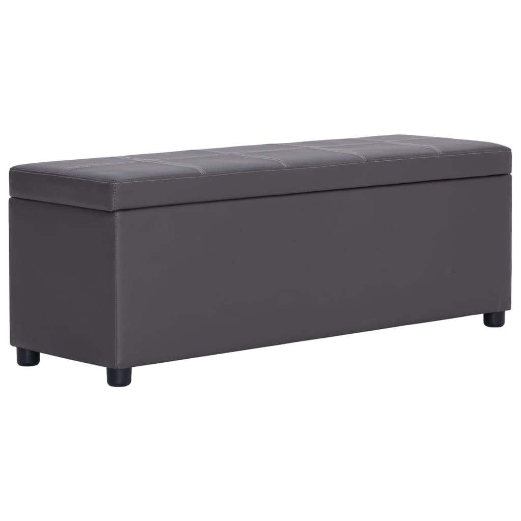 Storage Bench with Compartment 116 cm Grey Faux Leather
