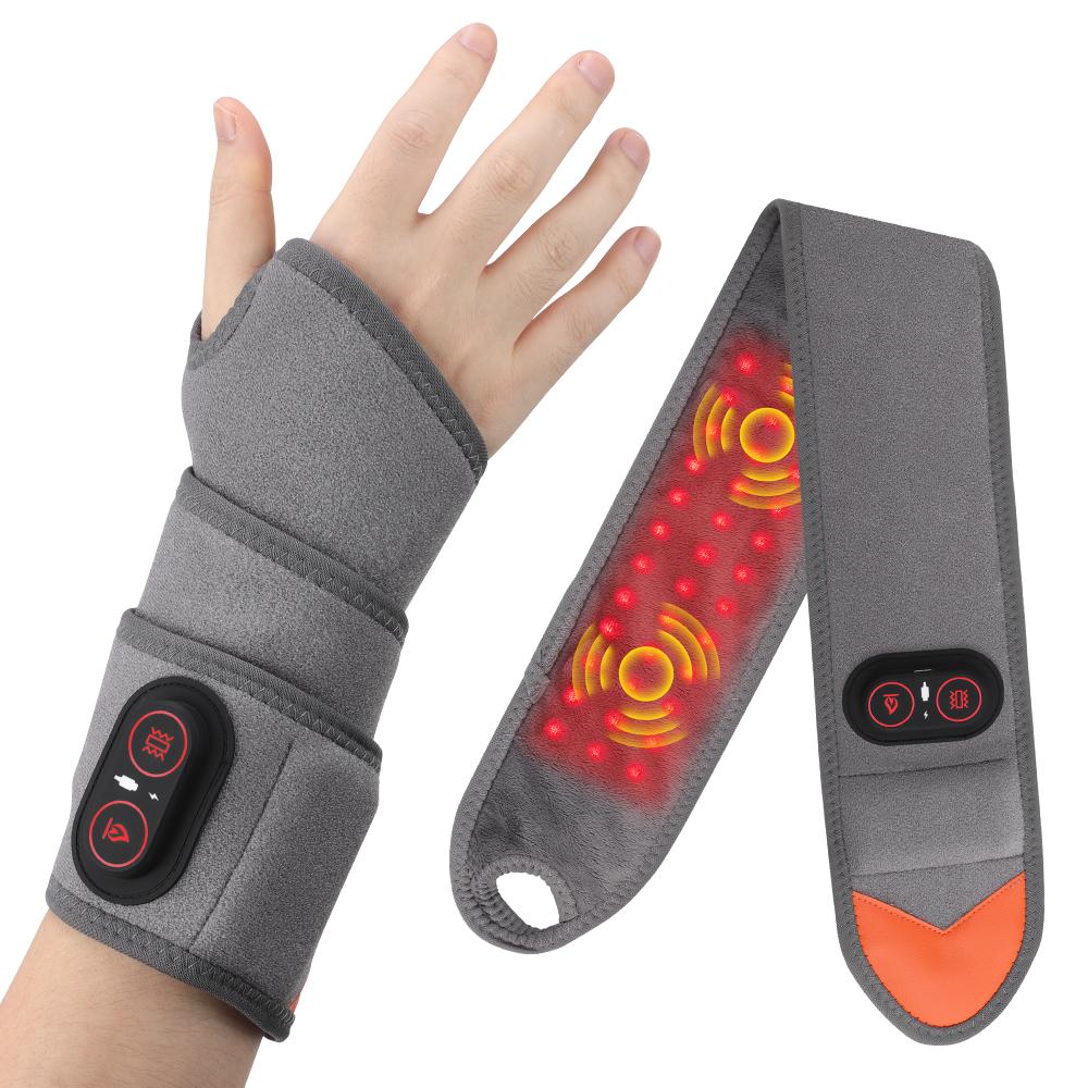 

Battery-Powered Warming Wrist Guard 660and850Nm Red Light Hot Compress Wristband 3 Levels Vibration Massage Wrist Brace Hand Protector серый