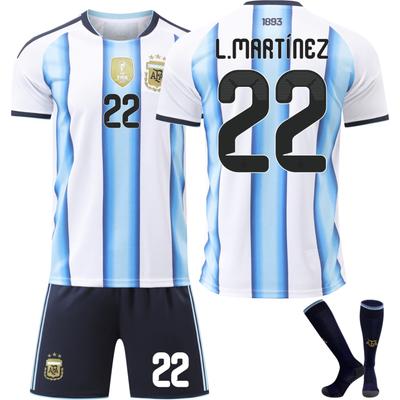 Fotbalový dres Argentiny pro Mistrovství světa ve fotbale FIFA 2026 pro děti a dospělé L.MARTINEZ #22
