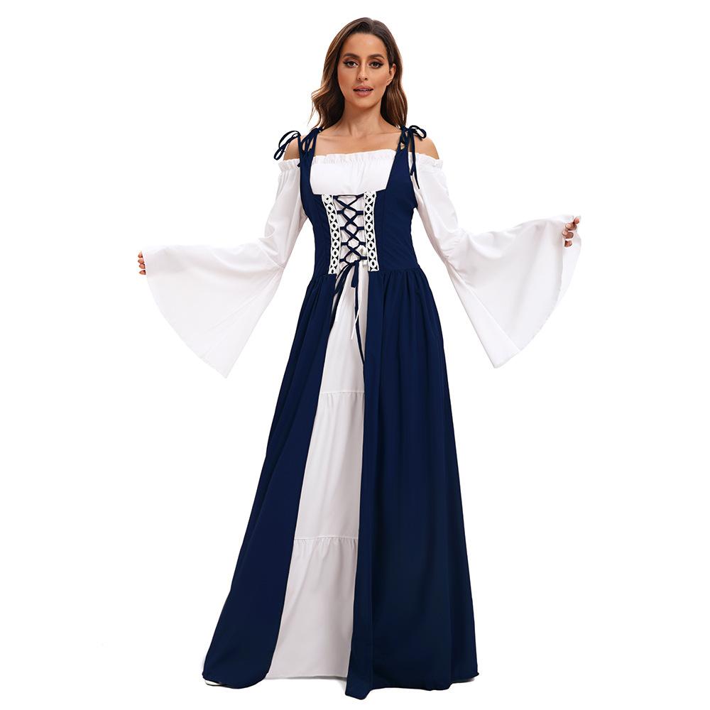 CosplayS-1XL Plus Médiéval Vintage Cour Reine Longue Robe Bal Fête Scène Performance Costume