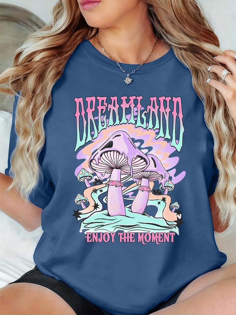 Dreamland Enjoy The Moment Printed TShirt Womens Basics Soft T Shirts Loose ONeck Short Sleeve Tops Summer Comfortable Clothes