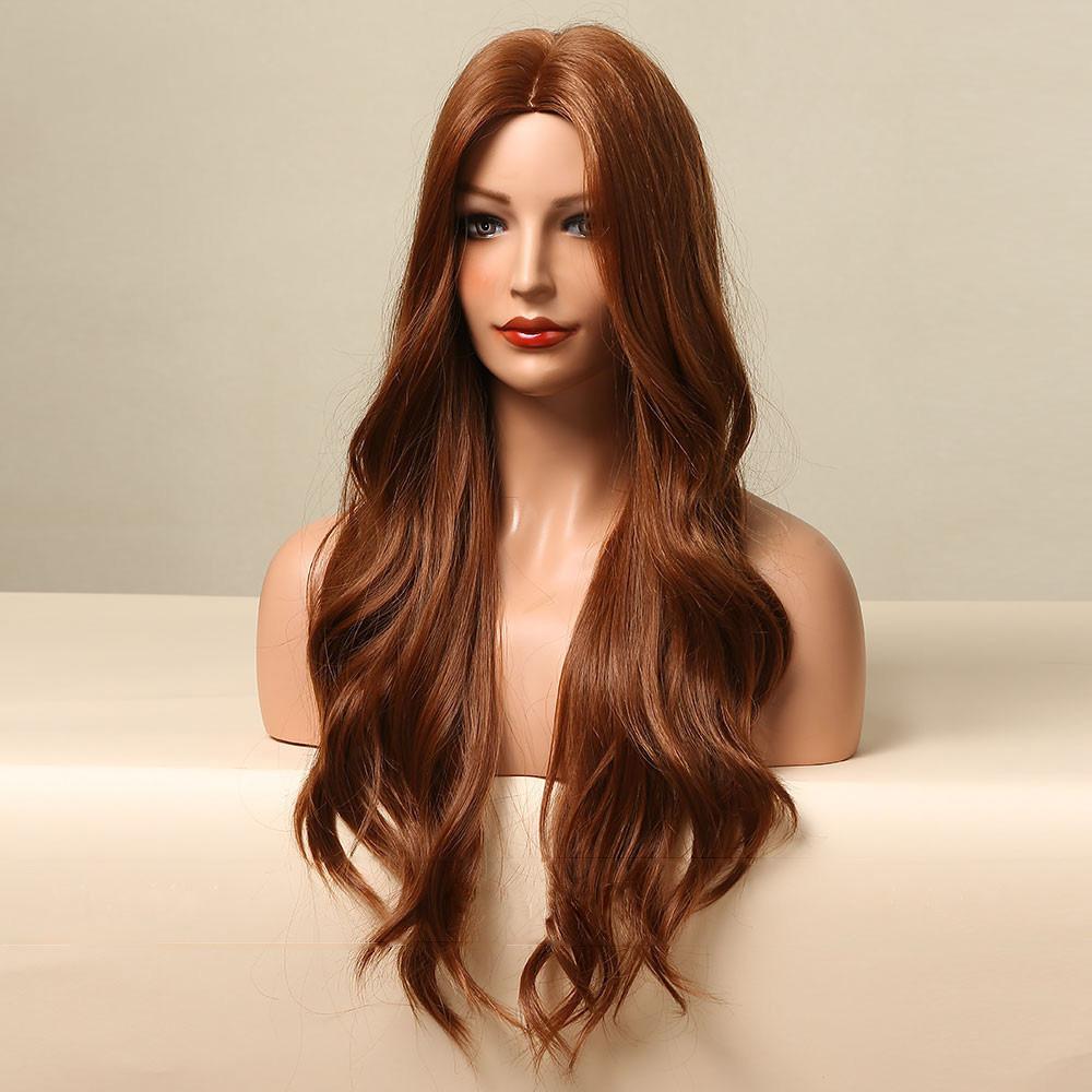 

Длинные объемные волнистые парики Bybrana, синтетический парик, косплей, средняя часть, натуральный термостойкий парик для женщин