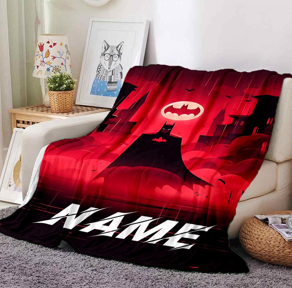 Custom Name Batman Mask Flannel Blanket Throw Blanket Soft Warm Sofa Bed home Decor Unique Gift