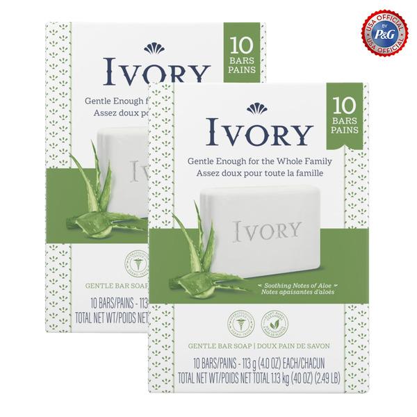 IVORY Мягкое мыло-брусок с ароматом алоэ 113 г (10 баров) х 2