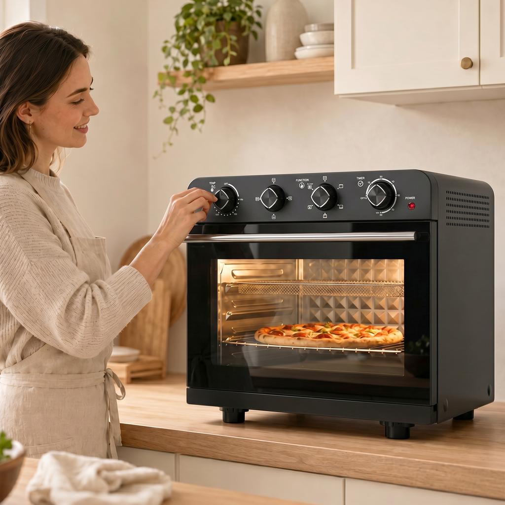 Four Hot Air Fryer 36L 1800 W with Black Steel Rotisserie