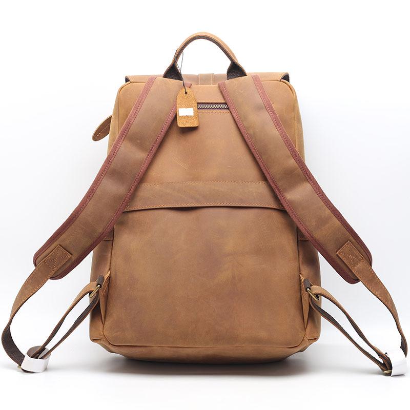 Genuine Leather Cowhide Backpack Men'S And Women'S Casual Big Bag Retro Trendy Bag Travel Big Backpack Computer Bag