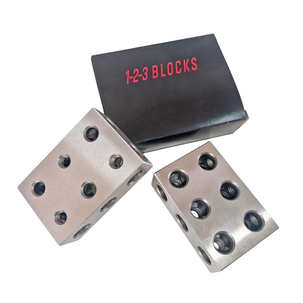 1 Pair Steel Blocks 1-2-3 Blocks Set Matched Pair 11 Holes Steel Setup Blocks 1\"x2\"x3\" Metalwork For Machinists Woodworkers