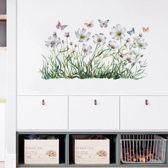 Spring Flowers Window Clings Garden Wildflower Butterflies Glass Sticker Reusable Static Decals for Living Room Home Office