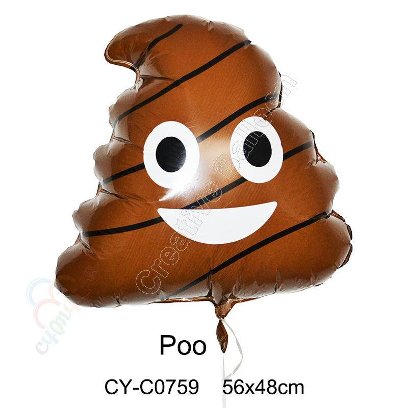 72pcs Funny Poop Theme Holiday Atmosphere Weird Balloon Poop Foil Balloons Children's Toys Birthday Party Decoration Poo Balloon