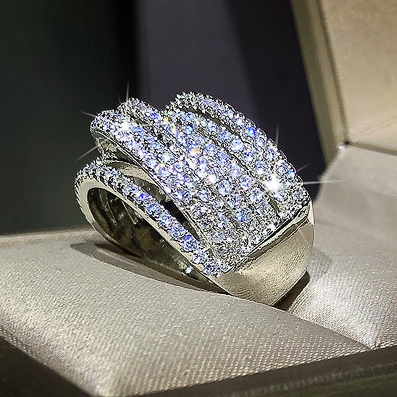 Exaggerated Micro-Inlaid Zircon Ring For Women, Personalized Avant-Garde Ring Full Of Diamond Jewelry