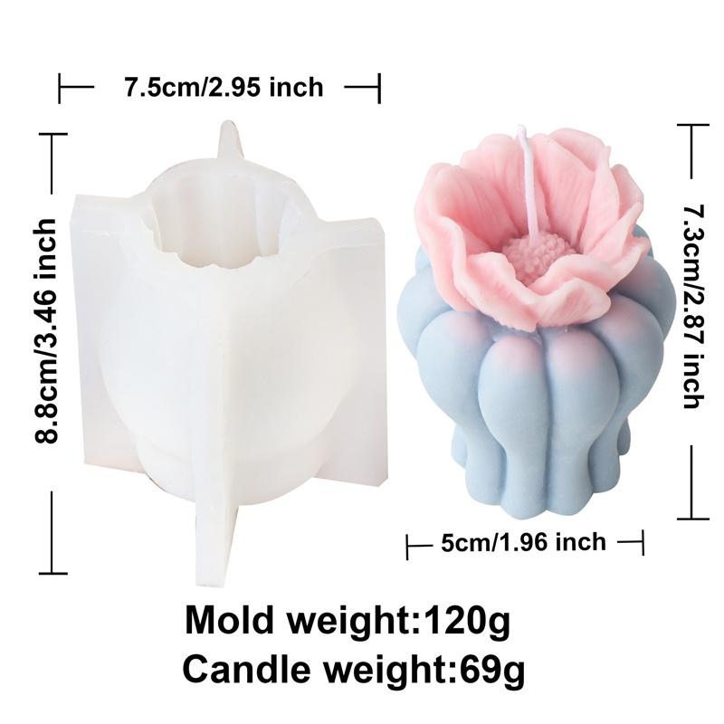 

3D Succulent Flower Plant Flower Vase Shaped Candle Silicone Molds DIY Scented Aromatherapys Making Mould Handmade Ornament Mold