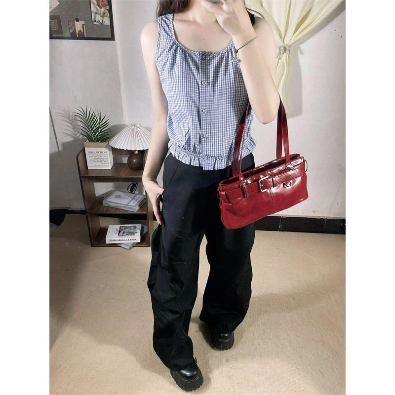 

Сумка подмышку для гяру высокого класса Женская 2025 Новая Ретро мода Гонконгский стиль Красная сумка на плечо Сумка для通勤 Red