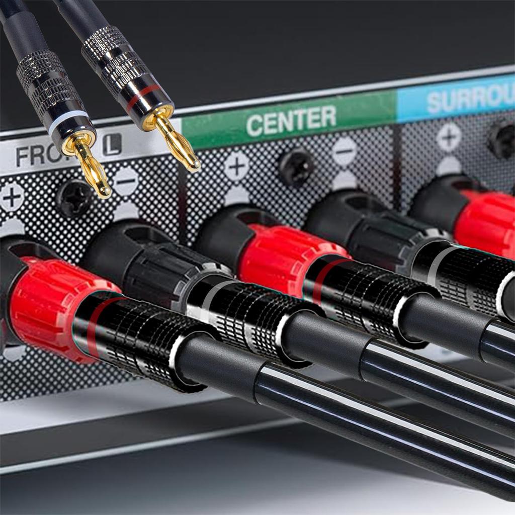 Meamaz Speaker Cable Banana Plug Banana Plug Cable Nylon Braided Silicone Jacket Speaker Cable for Home Theater Speakers Banana Plug Speaker Cable