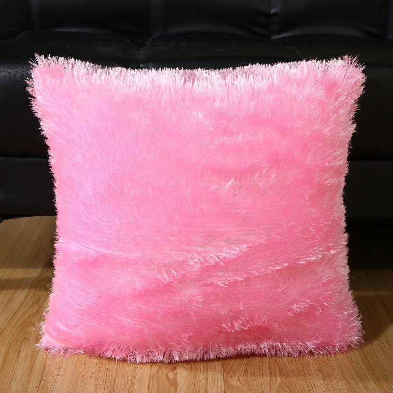 43x43cm Soft Long Plush Solid Color Sofa Winter Decoration Pillowcase Home Living Room Cushion Cover