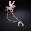 Alloy Wing Horse Chain Brooch Zodiac Pony Pins Women Men Clothing Accessory Suit Lapel Corsage  Year Gift