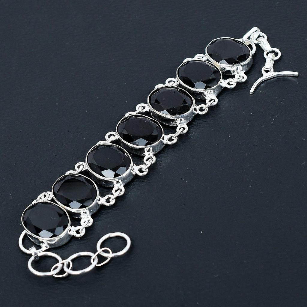 Armbånd med svart spinell edelsten, 925 sterlingsølv smykker armbånd, armbånd med svart spinell edelsten for kvinner armbånd til henne