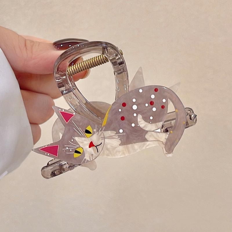 Korejská kreslená sponka do vlasů pes žralok: Štěněcí klip v kombinovaných barvách pro účesy vyčesané nahoru