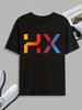 "HX" Print T-Shirt, 's Casual Slightly Stretch Round Neck Tee Shirt For Summer Fall