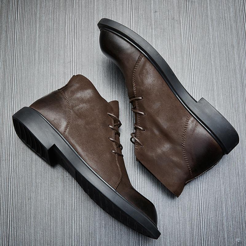 Martin Boots Men'S Medium-Top Retro British Boots Men'S Short Boots Low-Top Soft-Soled Leather Shoes Winter Tooling Boots Men'S