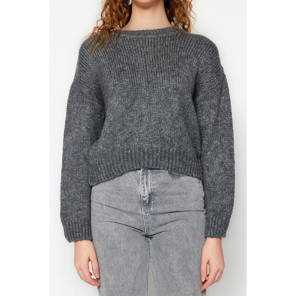 Ecru Wide Fit Weicher, strukturierter Basic-Strickpullover Twoaw23kz00185