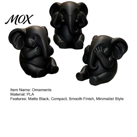 Artistic Tabletop Sculptures 3Pcs Elephants Figurine, 3D Printed No See Hear Speak Elephant Contemporary Bookshelf Ornaments Statues, Minimalist