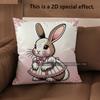 2D Cute Bunny Dressed Up Cushion Covers Pattern Cushion Cover Suitable For Sofa Bedroom Car Pillow Cover