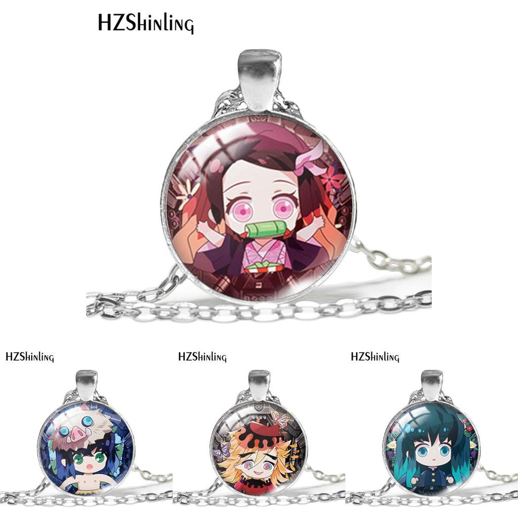 Fashionable Demon Slayer Necklace With Tanjiro And Shinobu Character Design For Anime Fans