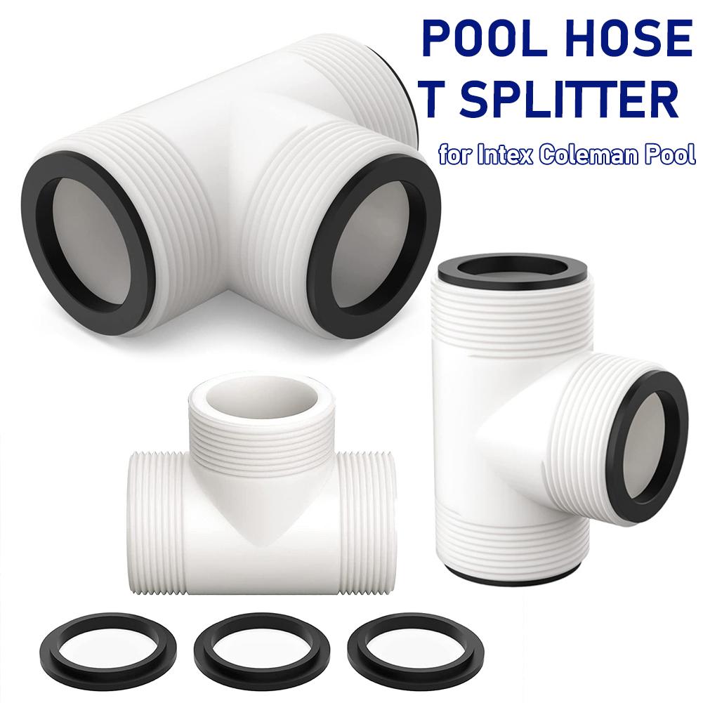 Pool Hose Extender with 3 L Rings Pool Pump Hose Tee T-Joint Connector Above Ground Pool Hose Connector for Intex Coleman Pool