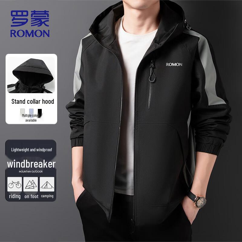 Romon Men s Hooded Business Casual Jacket 2XL