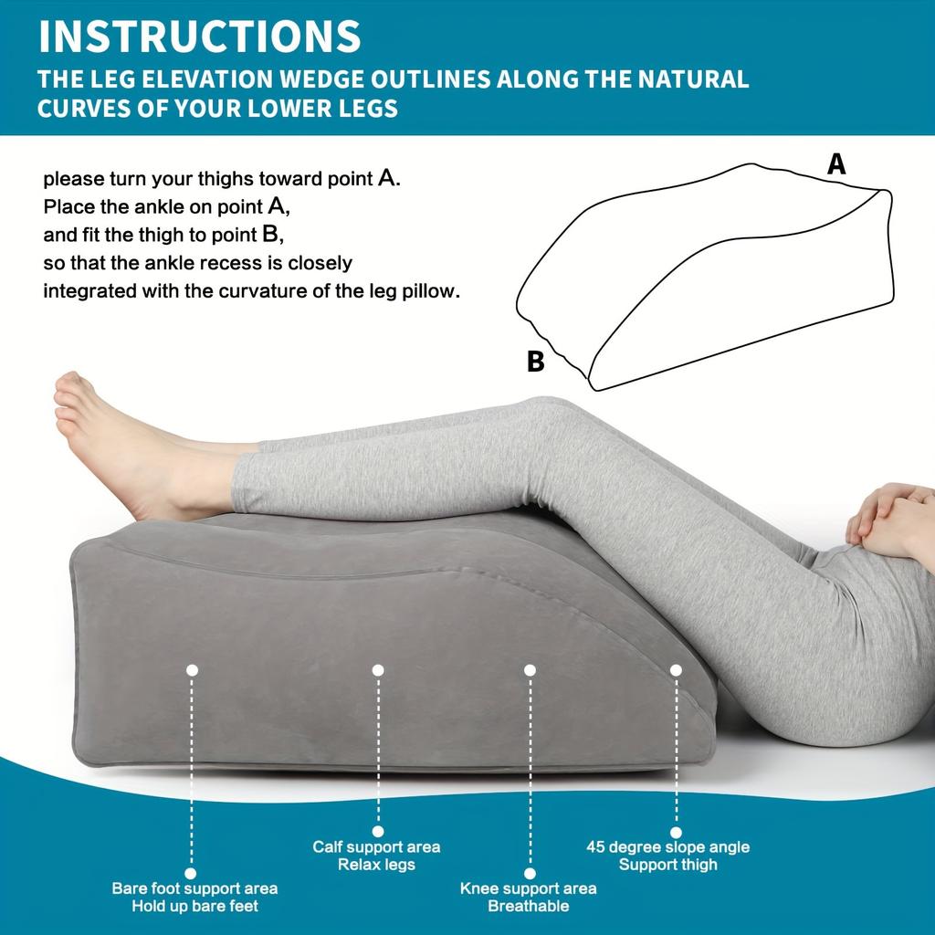 Ergonomic Leg Elevation Wedge Pillow: Support And Decompression for Post-Surgery, Knee & Hip Relief, And Improved Circulation
