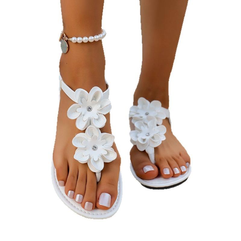 New Summer Plus‑Size Floral Beach Sandals, Soft‑Sole Flat Roman Sandals for Women