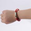 New Mixed Gold Color Tube Beads Acrylic Bracelets Bangles for Women Men Stretch Bamboo Curved Resin Bracelet Stack Jewelry Gifts