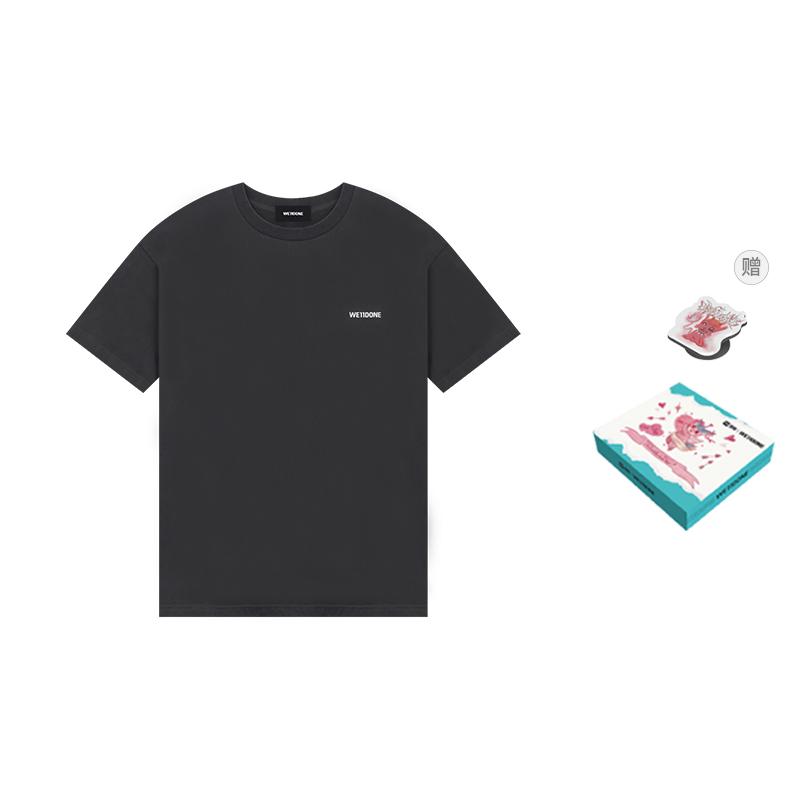WE11DONE SS23 T Shirt Unisex Black Gray WD-TT1-23-796-U-CH