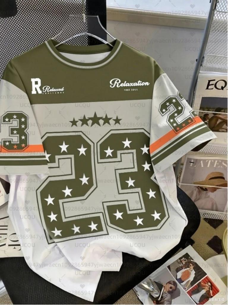Hot Selling Fashionable Men's Summer Personalized Letter Print Comfortable and Breathable Round Neck T-shirt Outdoor Street Top