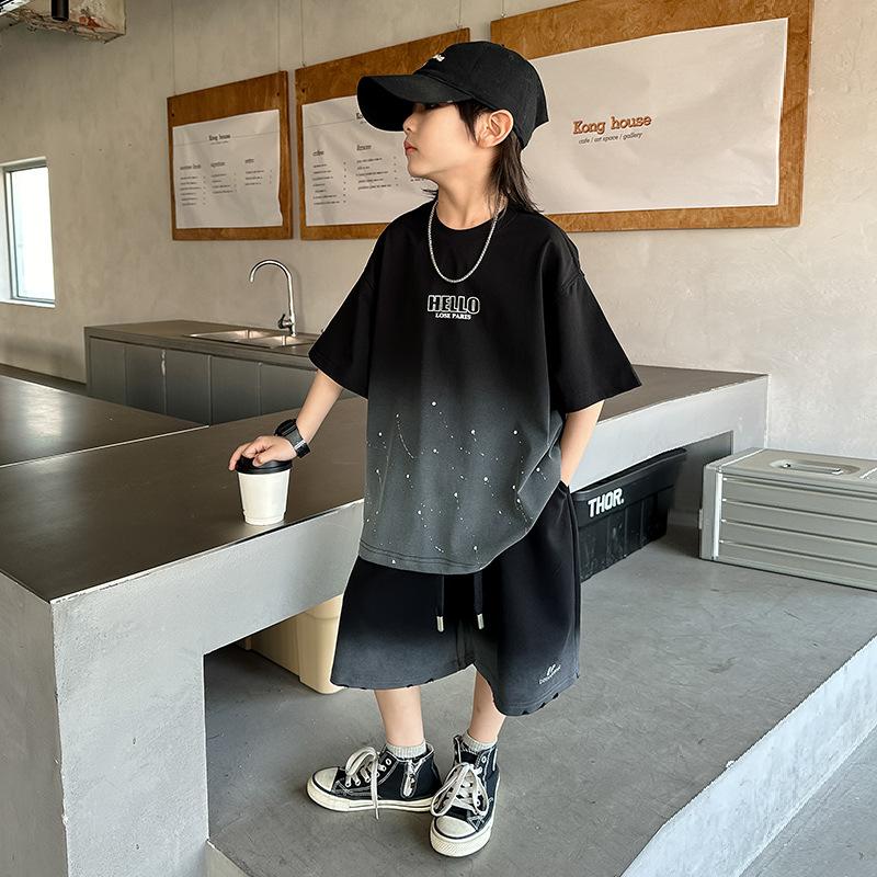 

Boys Summer Set Space Print T-shirt & Shorts 2-Piece Loose Fit Casual Outfit for Kids 120